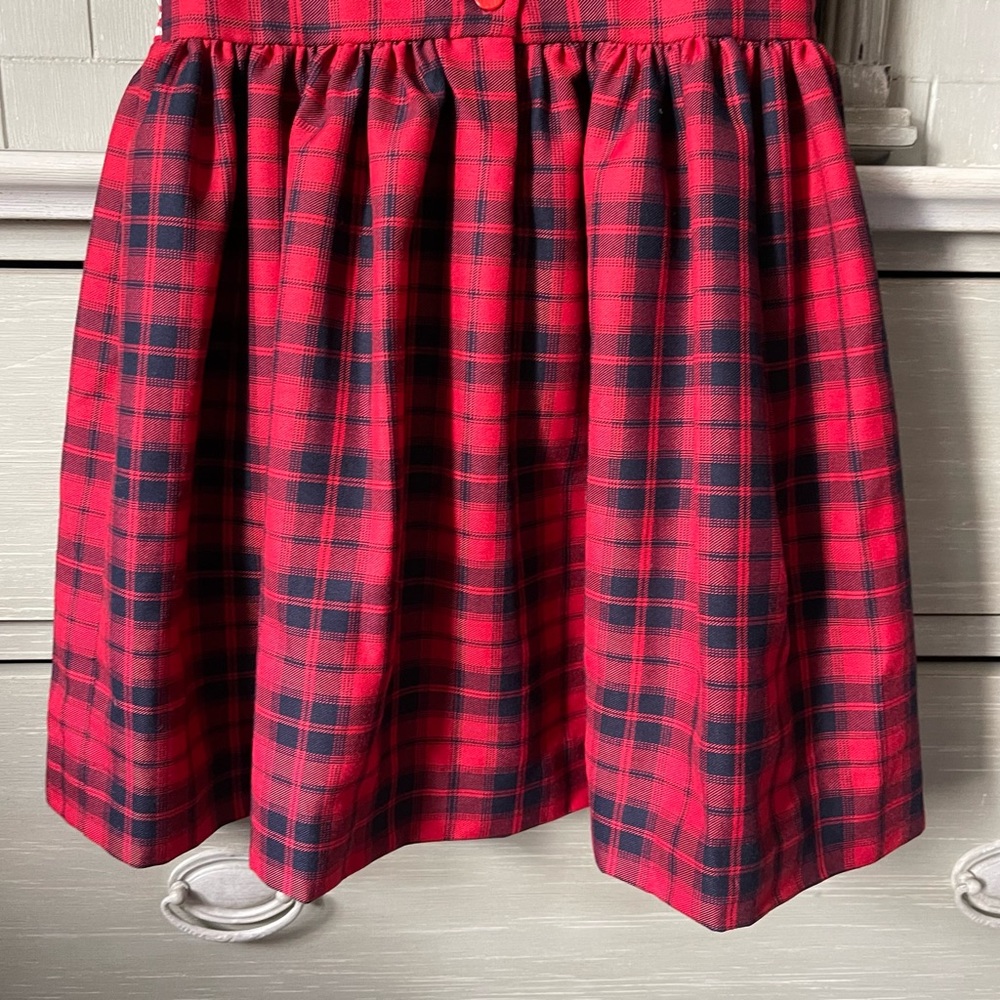 Rachel Riley Girls Gingerbread Tartan Puff Sleeve Smocked Holiday Dress, Red - Picture 14 of 15